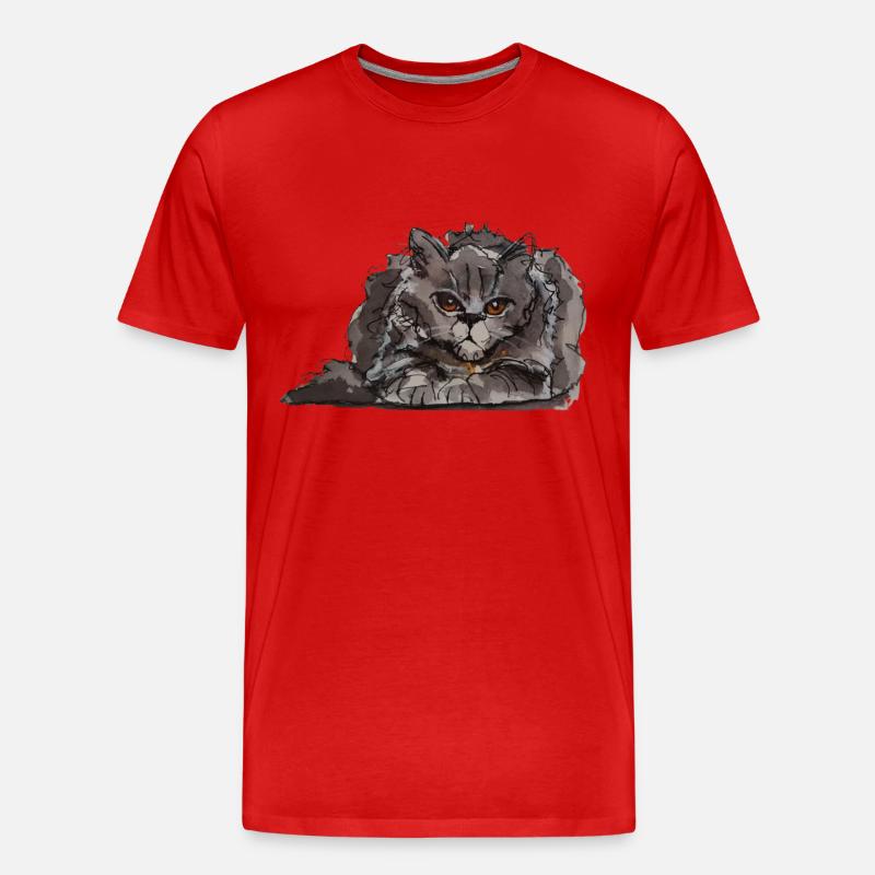 Fiese Katze - Männer Premium Bio T-Shirt - Rot