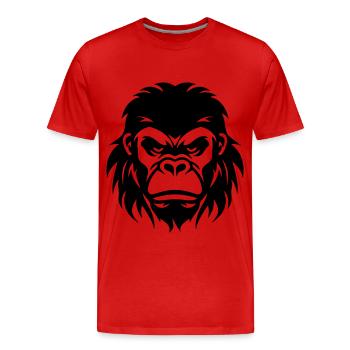 Gorilla Kopf - Männer Premium Bio T-Shirt - Rot - Vorne - Damien (186cm)