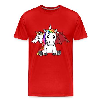 Unicorn Heavenly Depraved Bad Satanic - Men's Premium Organic T-Shirt - red - Front - Damien (186cm)