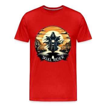 SKULL RIDER: WÜSTENABENTEUER BEI SONNENUNTERGANG - Männer Premium Bio T-Shirt - Rot - Vorne - Damien (186cm)