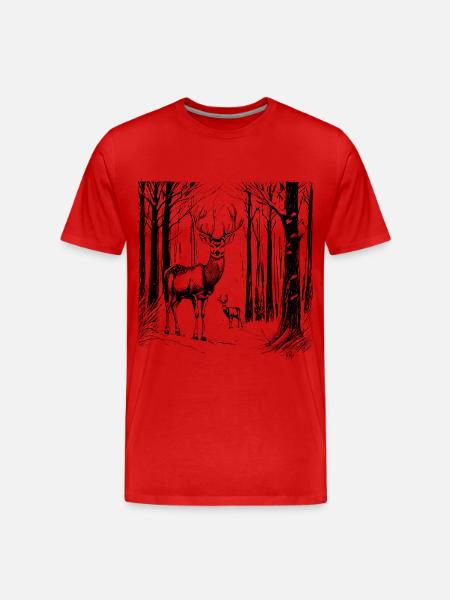 Hirsche im Schnee - Männer Premium Bio T-Shirt - Rot