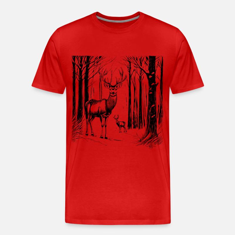 Hirsche im Schnee - Männer Premium Bio T-Shirt - Rot
