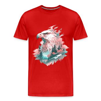 Eagle Head Nature Wilderness Forest Trees Mountains - Men's Premium Organic T-Shirt - red - Front - Damien (186cm)