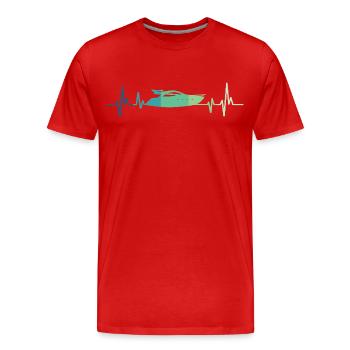 Motorboat Heartbeat Yacht Captain - Men's Premium Organic T-Shirt - red - Front - Damien (186cm)