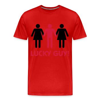 I am a happy man! - Men's Premium Organic T-Shirt - red - Front - Damien (186cm)