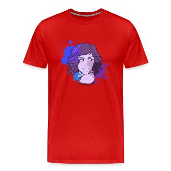 Portrait encre - T-shirt bio Premium Homme - rouge - Devant - Damien (186cm)