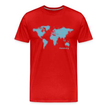 hamburg weltkarte - Männer Premium Bio T-Shirt - Rot - Vorne - Damien (186cm)