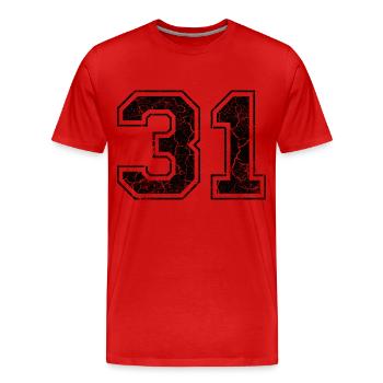 Paie 31 in Used Look - T-shirt bio Premium Homme - rouge - Devant - Damien (186cm)
