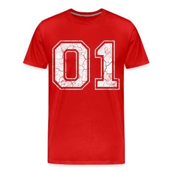 01 dans blanc in Used Look - T-shirt bio Premium Homme - rouge - Devant - Damien (186cm)