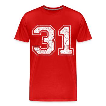 31 in white in the used look - T-shirt bio Premium Homme - rouge - Devant - Damien (186cm)