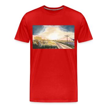 a country road - Men's Premium Organic T-Shirt - red - Front - Damien (186cm)