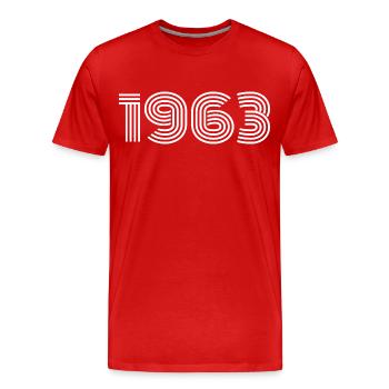 1963 - Männer Premium Bio T-Shirt - Rot - Vorne - Damien (186cm)