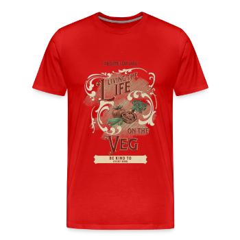 Living the Life on the Veg Vegan Athlete - Men's Premium Organic T-Shirt - red - Front - Damien (186cm)