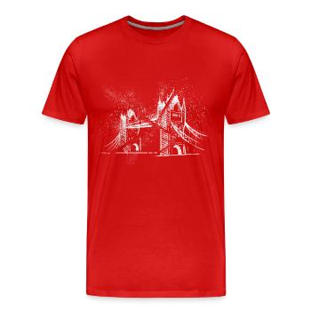 Londres Angleterre Royaume-Uni City Skyline Grunge Splash - T-shirt bio Premium Homme - rouge - Devant - Damien (186cm)