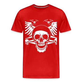 Horror Skull Skull Art Skull Gothic Heavy Metal - Men's Premium Organic T-Shirt - red - Front - Damien (186cm)