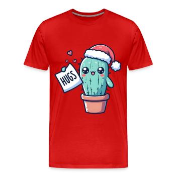 funny cactus for christmas wants to cuddle - Men's Premium Organic T-Shirt - red - Front - Damien (186cm)