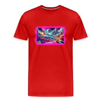 Futuristic 3D World - Surreal 3D Art Motif - Men's Premium Organic T-Shirt - red - Front - Damien (186cm)