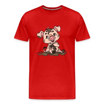 Dreckige Sau - Männer Premium Bio T-Shirt - Rot - Vorne - Damien (186cm)