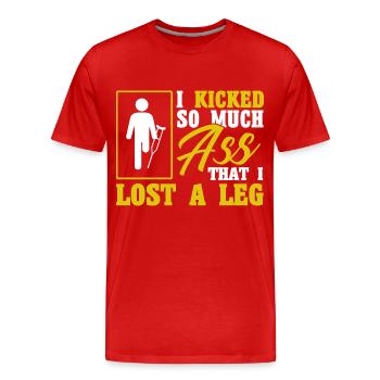Handicap Amputee Amputation Prosthetic Leg - Men's Premium Organic T-Shirt - red - Front - Damien (186cm)