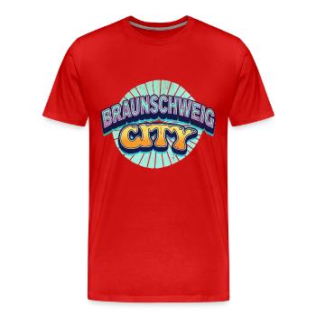 Braunschweig Allemagne Font Pop Art Comic - T-shirt bio Premium Homme - rouge - Devant - Damien (186cm)