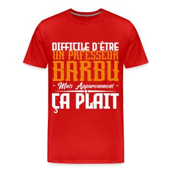 professeur barbu, citations barbe, cadeau Idée - T-shirt bio Premium Homme - rouge - Devant - Damien (186cm)