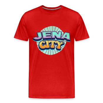 Jena Allemagne Ville Police Pop Art Bande dessinée - T-shirt bio Premium Homme - rouge - Devant - Damien (186cm)