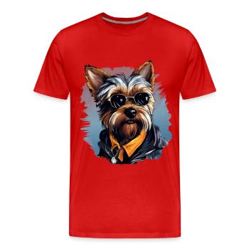 Urban Tinker: Streetwise Yorkshire Terrier Vibes - Men's Premium Organic T-Shirt - red - Front - Damien (186cm)