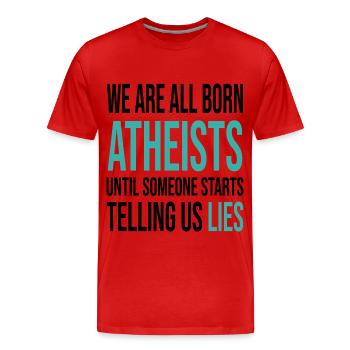 Atheismus Wissenschaft - Männer Premium Bio T-Shirt - Rot - Vorne - Damien (186cm)