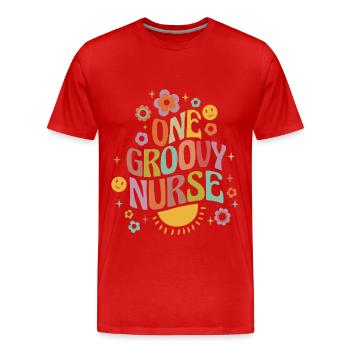 Une infirmière groovy - T-shirt bio Premium Homme - rouge - Devant - Damien (186cm)