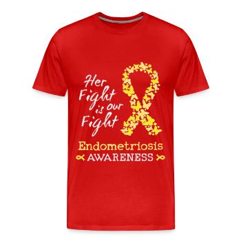 Votre combat est notre combat contre l’endométriose - T-shirt bio Premium Homme - rouge - Devant - Damien (186cm)