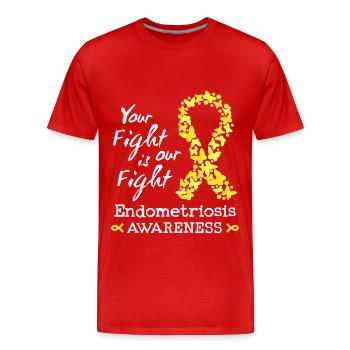 Votre combat est notre combat contre l’endométriose - T-shirt bio Premium Homme - rouge - Devant - Damien (186cm)