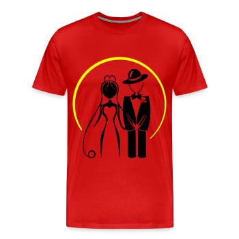 Newlyweds, Married Couple, Wedding - Men's Premium Organic T-Shirt - red - Front - Damien (186cm)