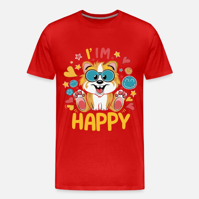 Ich bin glücklich - Männer Premium Bio T-Shirt - Rot