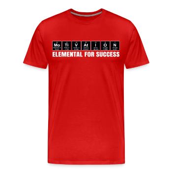 Motivation – Tableau périodique élémentaire du succès - T-shirt bio Premium Homme - rouge - Devant - Damien (186cm)