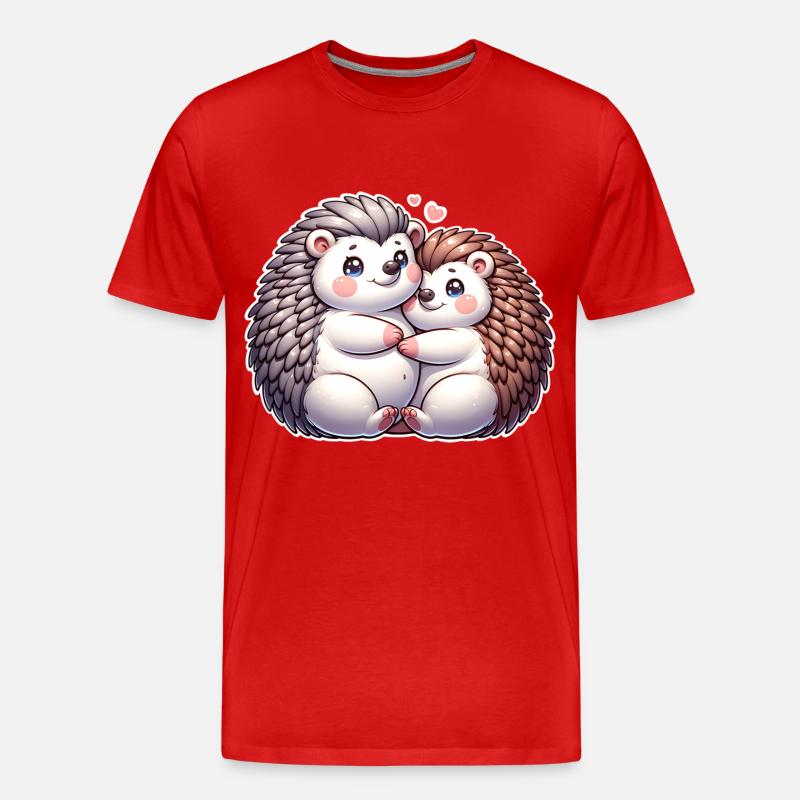 Igel Mama - Männer Premium Bio T-Shirt - Rot