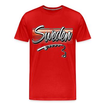 Suède pêche canne à pêche pêche à la ligne - T-shirt bio Premium Homme - rouge - Devant - Damien (186cm)