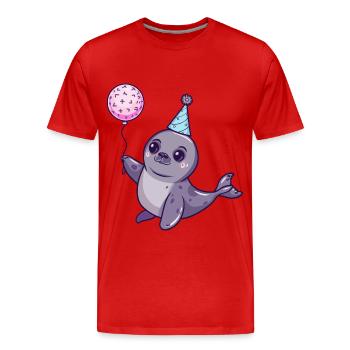phoque animal anniversaire bébé - T-shirt bio Premium Homme - rouge - Devant - Damien (186cm)