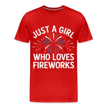 Pyrotechnie Feux d’artifice Pyrotechnie - T-shirt bio Premium Homme - rouge - Devant - Damien (186cm)