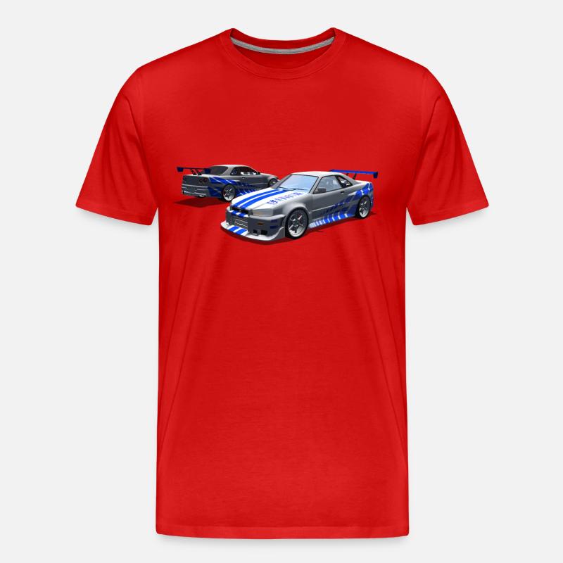 Skyline - Männer Premium Bio T-Shirt - Rot