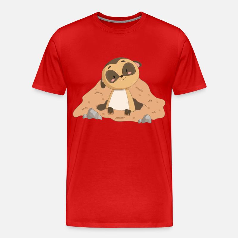 Erdmännchen Mangust - Männer Premium Bio T-Shirt - Rot