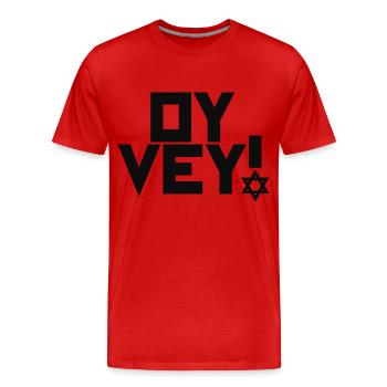 Drôle de phrase yiddish - Oy Vey, cadeau juif de noël - T-shirt bio Premium Homme - rouge - Devant - Damien (186cm)