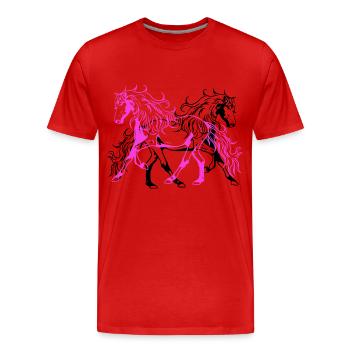 Heavenly Wild Horses Stallion Rider Rider Horses - Men's Premium Organic T-Shirt - red - Front - Damien (186cm)