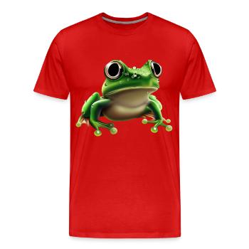 Regenfrosch Wassertropfen Frosch - Männer Premium Bio T-Shirt - Rot - Vorne - Damien (186cm)