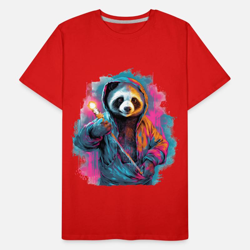Panda mit Fackel Männer Premium Bio T-Shirt