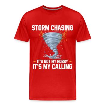 Sturmjäger Shirts | Unwetter Sturm Blitz Geschenke - Männer Premium Bio T-Shirt - Rot - Vorne - Damien (186cm)
