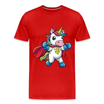 Licorne super-héros superpouvoirs bande dessinée surnaturelle - T-shirt bio Premium Homme - rouge - Devant - Damien (186cm)