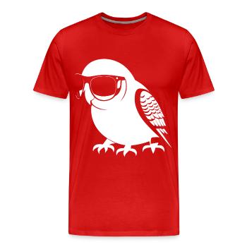 Drôle d’oiseau portant des lunettes de soleil Cool Bourke’s Parak - T-shirt bio Premium Homme - rouge - Devant - Damien (186cm)