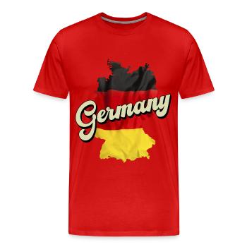 Allemagne Pays Umgrisse Géographie Carte - T-shirt bio Premium Homme - rouge - Devant - Damien (186cm)