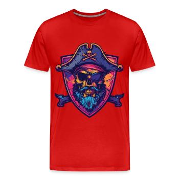 Crâne de pirate - T-shirt bio Premium Homme - rouge - Devant - Damien (186cm)