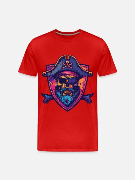 Pirate Skull - Men's Premium Organic T-Shirt - red